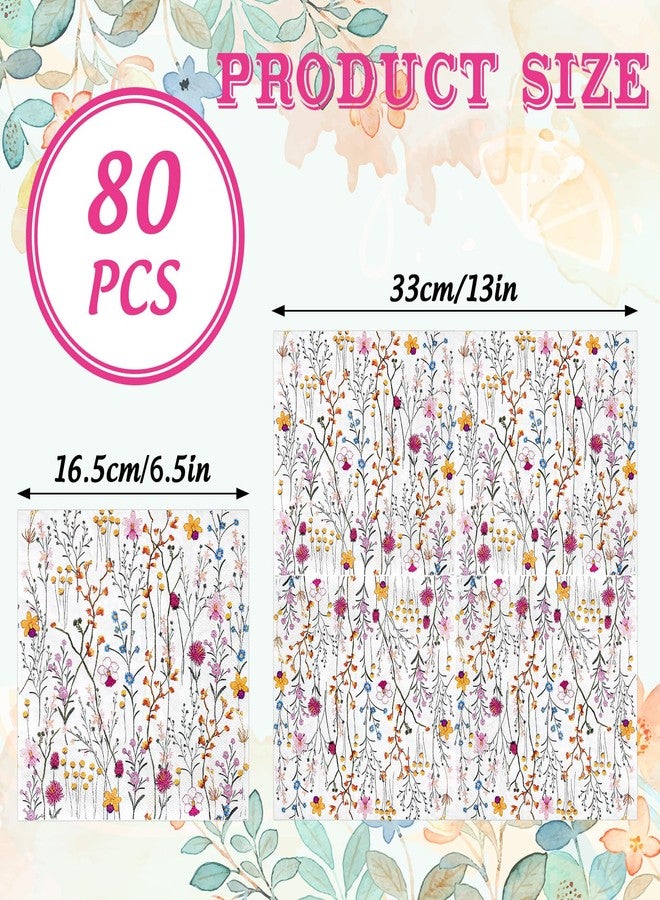 وولاين مجموعة مناديل ورقية مزينة بالزهور من والين، 80 قطعة، مثالية لحفلات الغداء والمناسبات الخاصة، مصنوعة من قماش مزخرف، مناسبة لحفلات العشاء والزفاف وأعياد الميلاد في فصل الربيع. - Image 2